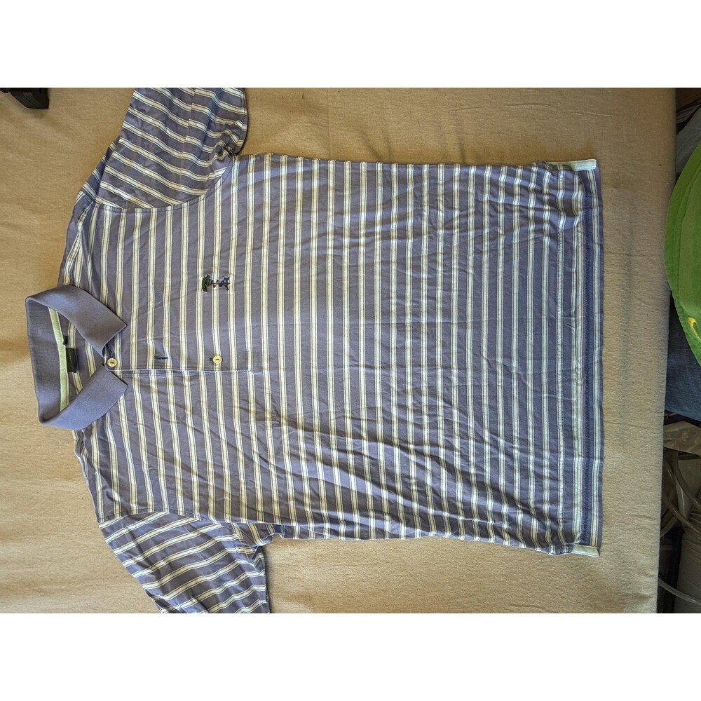 Fairway & Greene Polo Shirt Mens Medium Blue Striped Signature Golf Logo